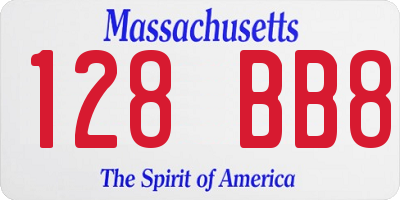 MA license plate 128BB8