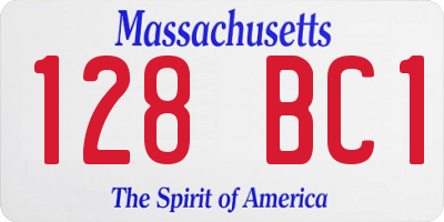 MA license plate 128BC1
