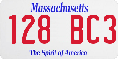 MA license plate 128BC3