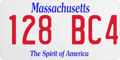MA license plate 128BC4