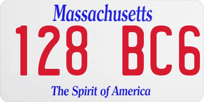 MA license plate 128BC6