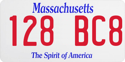 MA license plate 128BC8