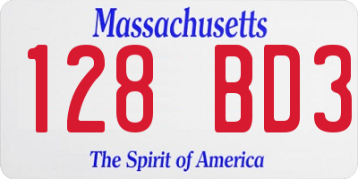 MA license plate 128BD3