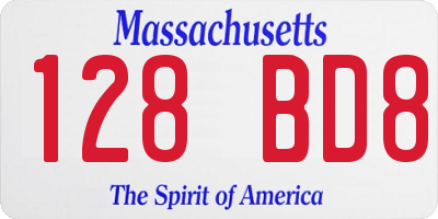 MA license plate 128BD8