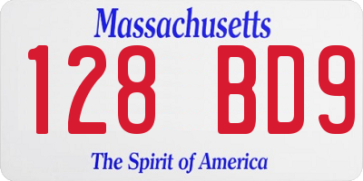 MA license plate 128BD9