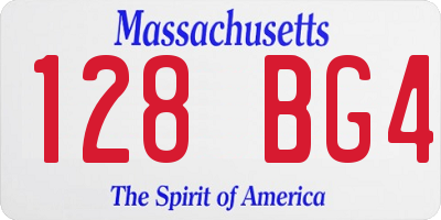 MA license plate 128BG4