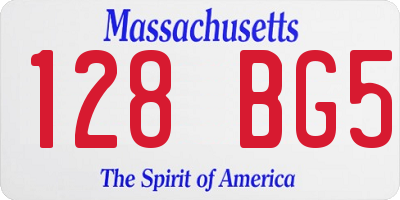 MA license plate 128BG5