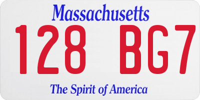 MA license plate 128BG7