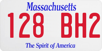 MA license plate 128BH2