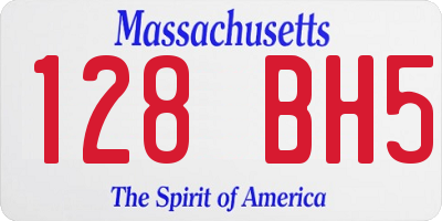 MA license plate 128BH5