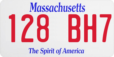 MA license plate 128BH7