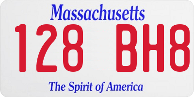 MA license plate 128BH8