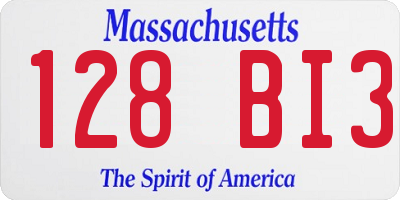 MA license plate 128BI3