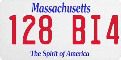 MA license plate 128BI4