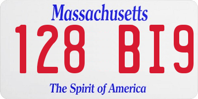 MA license plate 128BI9