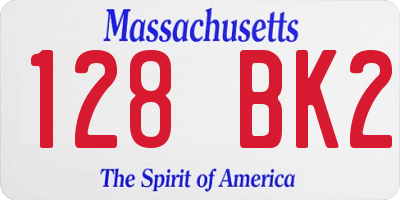 MA license plate 128BK2