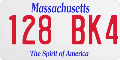 MA license plate 128BK4
