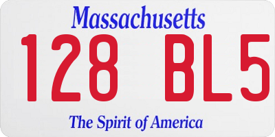 MA license plate 128BL5