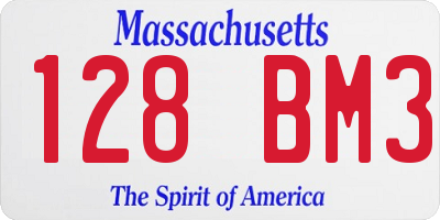 MA license plate 128BM3
