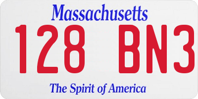 MA license plate 128BN3