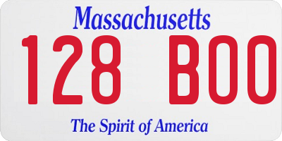 MA license plate 128BO0