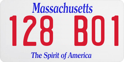 MA license plate 128BO1