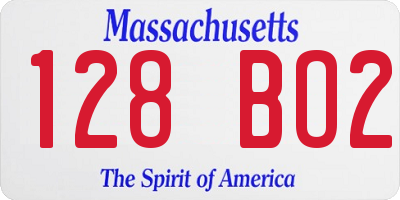 MA license plate 128BO2