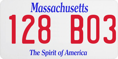 MA license plate 128BO3