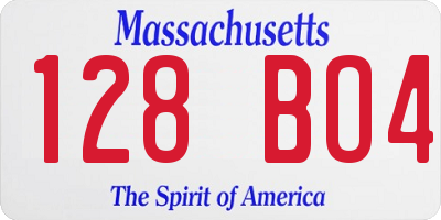 MA license plate 128BO4