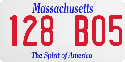MA license plate 128BO5