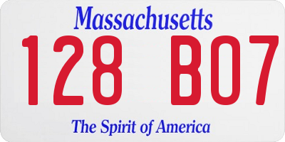 MA license plate 128BO7