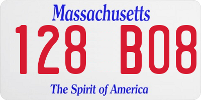 MA license plate 128BO8