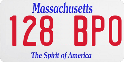 MA license plate 128BP0