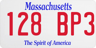 MA license plate 128BP3