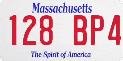 MA license plate 128BP4