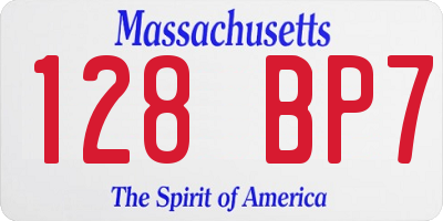 MA license plate 128BP7