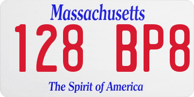 MA license plate 128BP8