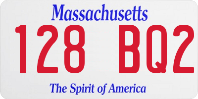 MA license plate 128BQ2