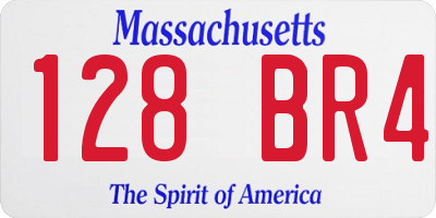 MA license plate 128BR4