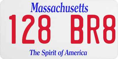 MA license plate 128BR8