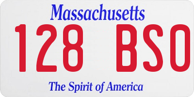MA license plate 128BS0