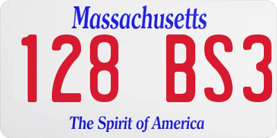 MA license plate 128BS3