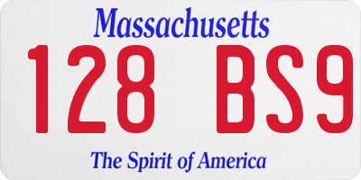 MA license plate 128BS9