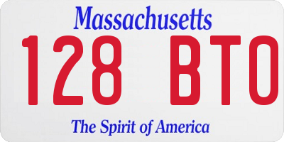 MA license plate 128BT0