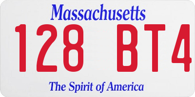 MA license plate 128BT4