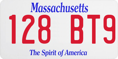 MA license plate 128BT9
