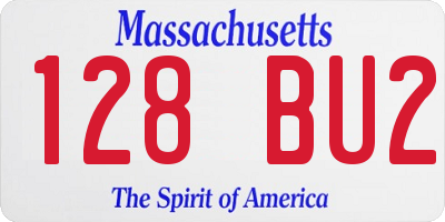 MA license plate 128BU2