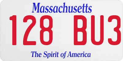 MA license plate 128BU3