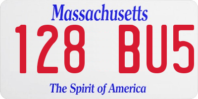 MA license plate 128BU5