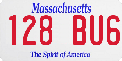 MA license plate 128BU6